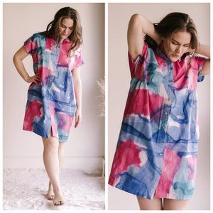 ANTHRO OSEI-DURO 100% Cotton Tie Dye Designer Shirt Dress